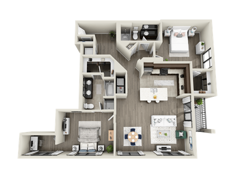 Floor plan for 2 beds, 2 baths, 1472 sqft